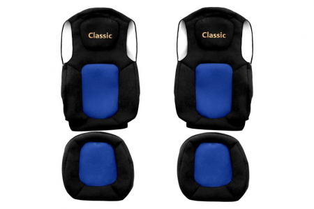 Huse scaune - Huse scaun camion Classic (albastru, material velur, serie ELEGANCE, centura pasager asamblata in scaun) potrivit FORD F-MAX