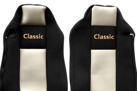 Huse scaun camion Classic (bej, material velur, serie CLASSIC, centura pasager asamblata in scaun [1]