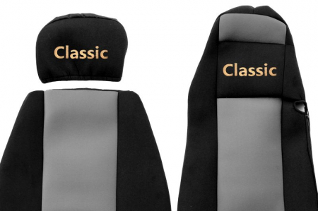 Huse scaun camion Classic (gri, material velur, serie CLASSIC, Cabina MEGA SPACE; centura pasager asamblata in scaun) Mercedes Actros [1]