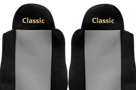Huse scaun camion Classic (gri, material velur, serie CLASSIC, centura pasager asamblata in scaun; centura de siguranta a soferului asamblata in scaun) MAN  [1]