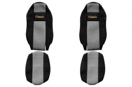 Huse scaune - Huse scaun camion Classic (gri, material velur, serie CLASSIC, centura pasager asamblata in scaun ) MAN TGX