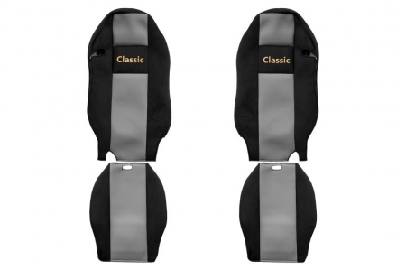 Huse scaune - Huse scaun camion Classic (gri, material velur, serie CLASSIC, centura pasager asamblata in scaun) Mercedes Actros