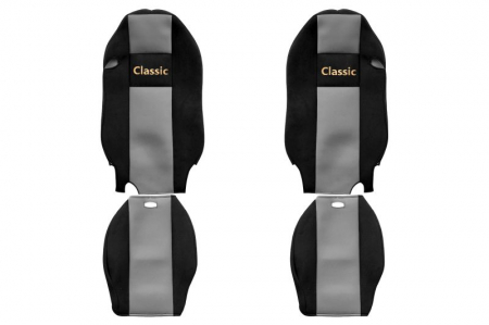 Huse scaune - Huse scaun camion Classic (gri, material velur, serie CLASSIC, centura pasager asamblata in scaun) Mercedes Actros