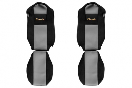 Huse scaune - Huse scaun camion Classic (gri, material velur, serie CLASSIC, centura pasager asamblata in scaun) Mercedes Actros