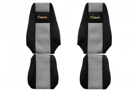 Huse scaune - Huse scaun camion Classic (gri, material velur, serie CLASSIC, centura pasager asamblata in scaun) Renault Magnum