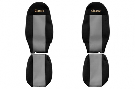 Huse scaune - Huse scaun camion Classic (gri, material velur, serie CLASSIC, centura pasager asamblata in scaun) VolvoFH FH16 FL FM
