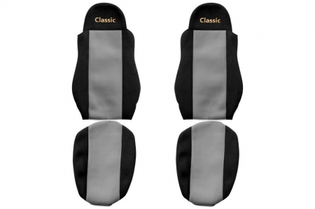 Huse scaune - Huse scaun camion Classic (gri, material velur, serie CLASSIC) potrivit DAF XF 105; XF 95