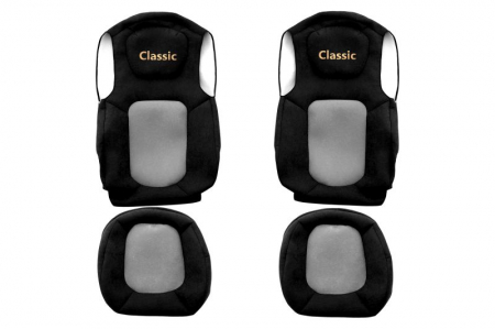 Huse scaune - Huse scaun camion Classic (gri, material velur, serie ELEGANCE, centura pasager asamblata in scaun; centura de siguranta a soferului asamblata in scaun) potrivit FORD F-MAX