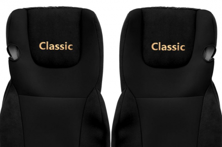 Huse scaun camion Classic (negru, material velur, serie CLASSIC, Euro 6; centura pasager asamblata in scaun scaune cu tetiere DAF XF 105 XF 106 [1]