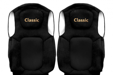 Huse scaun camion Classic (negru, material velur, serie ELEGANCE, centura pasager asamblata in scaun; centura de siguranta a soferului asamblata in scaun) potrivit FORD F-MAX [1]