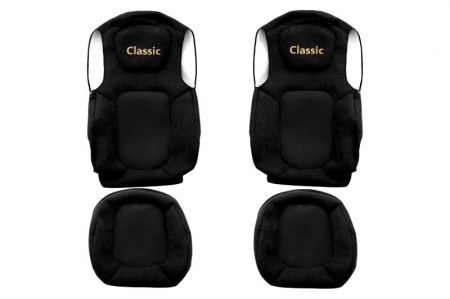 Huse scaune - Huse scaun camion Classic (negru, material velur, serie ELEGANCE, centura pasager asamblata in scaun; centura de siguranta a soferului asamblata in scaun) potrivit FORD F-MAX