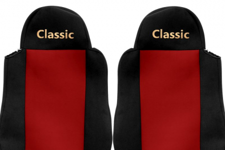 Huse scaun camion Classic (rosu, material velur, serie CLASSIC, centura pasager asamblata in afara scaunului; centura de siguranta a soferului asamblata in scaun)  MAN [1]