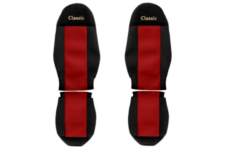 Huse scaune - Huse scaun camion Classic (rosu, material velur, serie CLASSIC, centura pasager asamblata in afara scaunului scaun VOLVO FH FH16 FL FM
