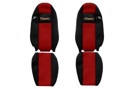 Huse scaune - Huse scaun camion Classic (rosu, material velur, serie CLASSIC, centura pasager asamblata in scaun) Iveco Stralis