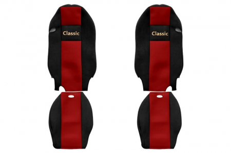 Huse scaune - Huse scaun camion Classic (rosu, material velur, serie CLASSIC, centura pasager asamblata in scaun) Mercedes Actros