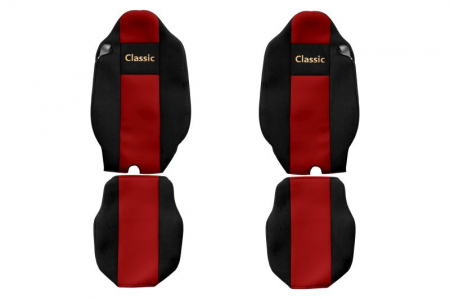 Huse scaune - Huse scaun camion Classic (rosu, material velur, serie CLASSIC, centura pasager asamblata in scaun) Renault Trucks T