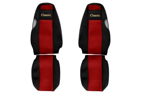 Huse scaune - Huse scaun camion Classic (rosu, material velur, serie CLASSIC, centura pasager asamblata in scaun) Scania 4