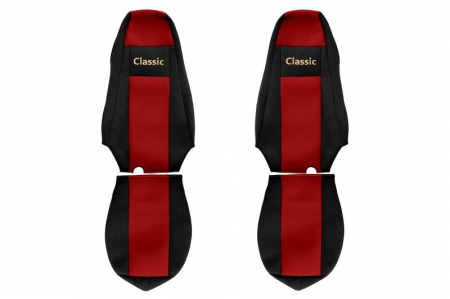 Huse scaune - Huse scaun camion Classic (rosu, material velur, serie CLASSIC, centura pasager asamblata in scaun) SCANIA P,G,R,T