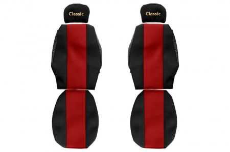 Huse scaune - Huse scaun camion Classic (rosu, material velur, serie CLASSIC, centura pasager asamblata in scaun tetiera reglabila ) MAN F2000 L2000