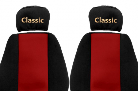 Huse scaun camion Classic (rosu, material velur, serie CLASSIC, centura pasager asamblata in scaun tetiera reglabila ) Mercdes Actros Atego Axor [1]