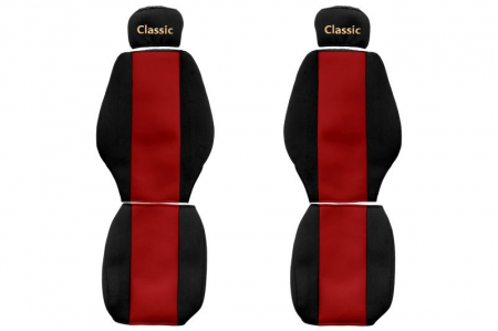 Huse scaune - Huse scaun camion Classic (rosu, material velur, serie CLASSIC, centura pasager asamblata in scaun tetiera reglabila ) Mercdes Actros Atego Axor