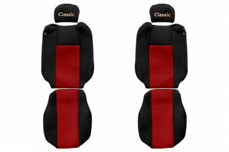 Huse scaune - Huse scaun camion Classic (rosu, material velur, serie CLASSIC, centura pasager asamblata in scaun tetiera reglabila) Renault Trucks T