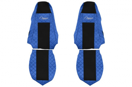 Huse scaune - Huse scaun camion Elegance (albastru, material eco-piele / velur, serie ELEGANCE, tetiera integrata pentru pasageri; tetiera soferului integrata) potrivit SCANIA