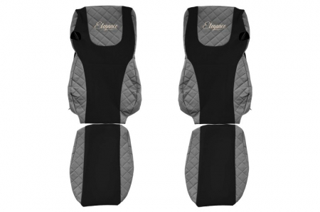Huse scaune - Huse scaun camion Elegance (gri, material eco-piele / velur, serie ELEGANCE, Euro 6) potrivit DAF