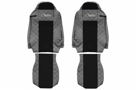 Huse scaune - Huse scaun camion Elegance (gri, material eco-piele / velur, serie ELEGANCE) potrivit IVECO