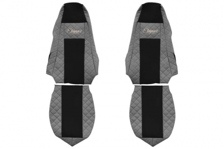 Huse scaune - Huse scaun camion Elegance (gri, material eco-piele / velur, serie ELEGANCE, tetiera integrata pentru pasageri; tetiera soferului integrata) potrivit SCANIA