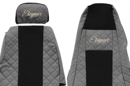Huse scaun camion Elegance (gri, material eco-piele / velur, serie ELEGANCE, tetiera reglabila a pasagerului; tetiera soferului integrata) potrivit SCANIA [2]