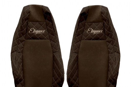 Huse scaun camion Elegance (maro, material eco-piele, serie ELEGANCE, tetiera integrata pentru pasageri; tetiera soferului integrata) potrivit SCANIA R [2]