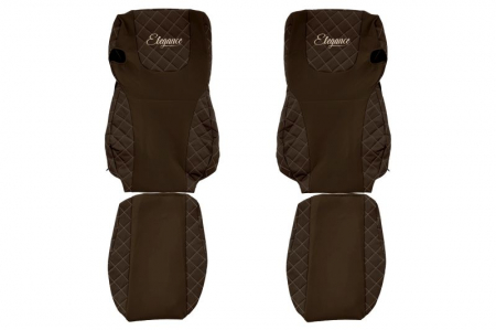 Huse scaune - Huse scaun camion Elegance (maro, material eco-piele / velur, serie ELEGANCE, Euro 6) potrivit DAF