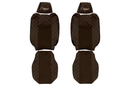 Huse scaune - Huse scaun camion Elegance (maro, material eco-piele / velur, serie ELEGANCE, tetiera reglabila a pasagerului; tetiera reglabila a soferului) potrivit RENAULT T