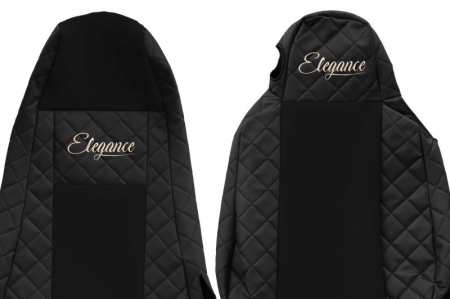Huse scaun camion Elegance (negru, material eco-piele / velur, serie ELEGANCE, Cabina STREAMLINE; cu microfon; tetiera integrata pentru pasageri; tetiera soferului integrata) potrivit SCANIA [2]