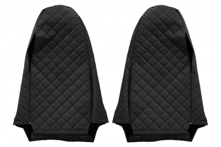 Huse scaun camion Elegance (negru, material eco-piele / velur, serie ELEGANCE, Cabina STREAMLINE; fara microfon; tetiera integrata pentru pasageri; tetiera soferului integrata) potrivit SCANIA [1]