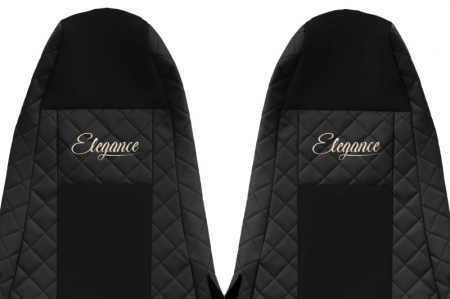Huse scaun camion Elegance (negru, material eco-piele / velur, serie ELEGANCE, Cabina STREAMLINE; fara microfon; tetiera integrata pentru pasageri; tetiera soferului integrata) potrivit SCANIA [2]