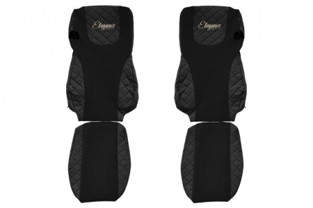 Huse scaune - Huse scaun camion Elegance (negru, material eco-piele / velur, serie ELEGANCE, Euro 6) potrivit DAF