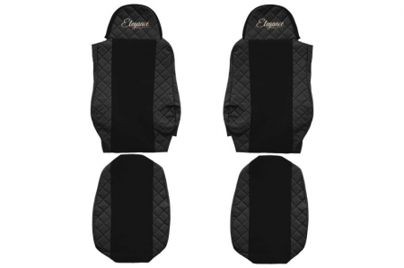 Huse scaune - Huse scaun camion Elegance (negru, material eco-piele / velur, serie ELEGANCE) potrivit DAF