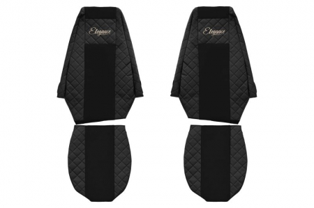 Huse scaune - Huse scaun camion Elegance (negru, material eco-piele / velur, serie ELEGANCE) potrivit RENAULT MAGNUM