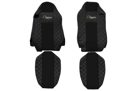 Huse scaune - Huse scaun camion Elegance (negru, material eco-piele / velur, serie ELEGANCE, scaune diferite; scaunul soferului - ISRI) potrivit MAN