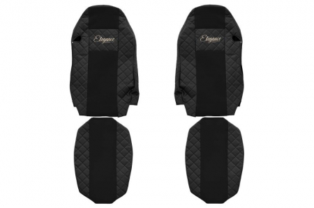 Huse scaune - Huse scaun camion Elegance (negru, material eco-piele / velur, serie ELEGANCE, scaune standard; scaunul soferului standard - nu ISRI) potrivit MAN