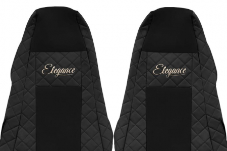 Huse scaun camion Elegance (negru, material eco-piele / velur, serie ELEGANCE, tetiera integrata pentru pasageri; tetiera soferului integrata) potrivit SCANIA [2]