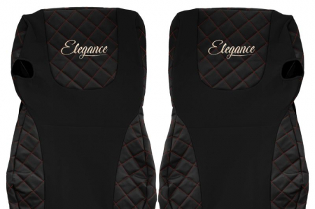 Huse scaun camion Elegance (negru/rosu, material eco-piele / velur, serie ELEGANCE, Euro 6) potrivit DAF [2]