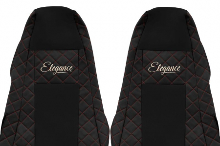 Huse scaun camion Elegance (negru/rosu, material eco-piele / velur, serie ELEGANCE, tetiera integrata pentru pasageri; tetiera soferului integrata) potrivit SCANIA [2]