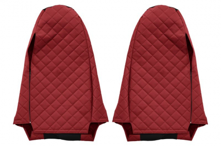 Huse scaun camion Elegance (rosu, material eco-piele / velur, serie ELEGANCE, Cabina STREAMLINE; fara microfon; tetiera integrata pentru pasageri; tetiera soferului integrata) potrivit SCANIA [1]