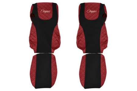 Huse scaune - Huse scaun camion Elegance (rosu, material eco-piele / velur, serie ELEGANCE, Euro 6) potrivit DAF