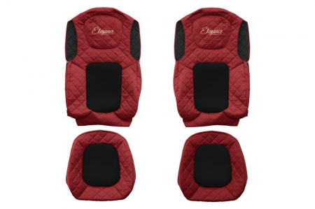 Huse scaune - Huse scaun camion Elegance (rosu, material eco-piele / velur, serie ELEGANCE) potrivit FORD F-MAX