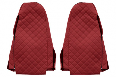 Huse scaun camion Elegance (rosu, material eco-piele / velur, serie ELEGANCE, tetiera integrata pentru pasageri; tetiera soferului integrata) potrivit SCANIA [1]