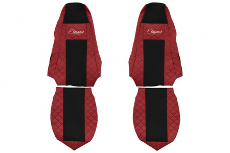 Huse scaune - Huse scaun camion Elegance (rosu, material eco-piele / velur, serie ELEGANCE, tetiera integrata pentru pasageri; tetiera soferului integrata) potrivit SCANIA